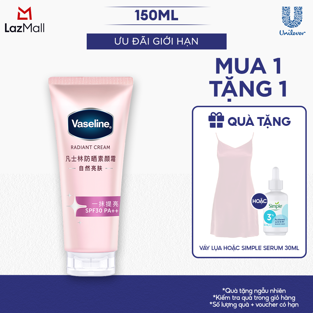 [MỚI RA MẮT] Kem dưỡng sáng da nâng tông tức thì Vaseline Radiant Cream SPF30 PA++ 150G