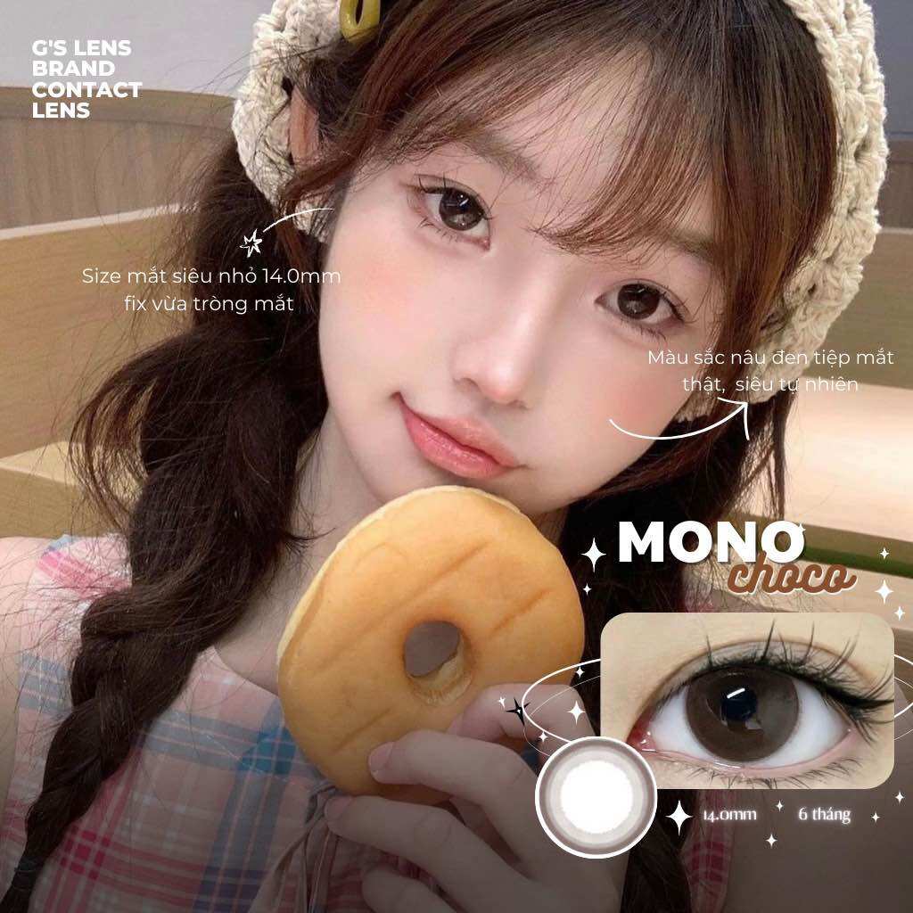 Lens Mắt Kính Áp Tròng Nâu MONO CHOCO Giãn Ít Size XS 14mm Có 0 Đến 6 Độ Cận - G'S LENS