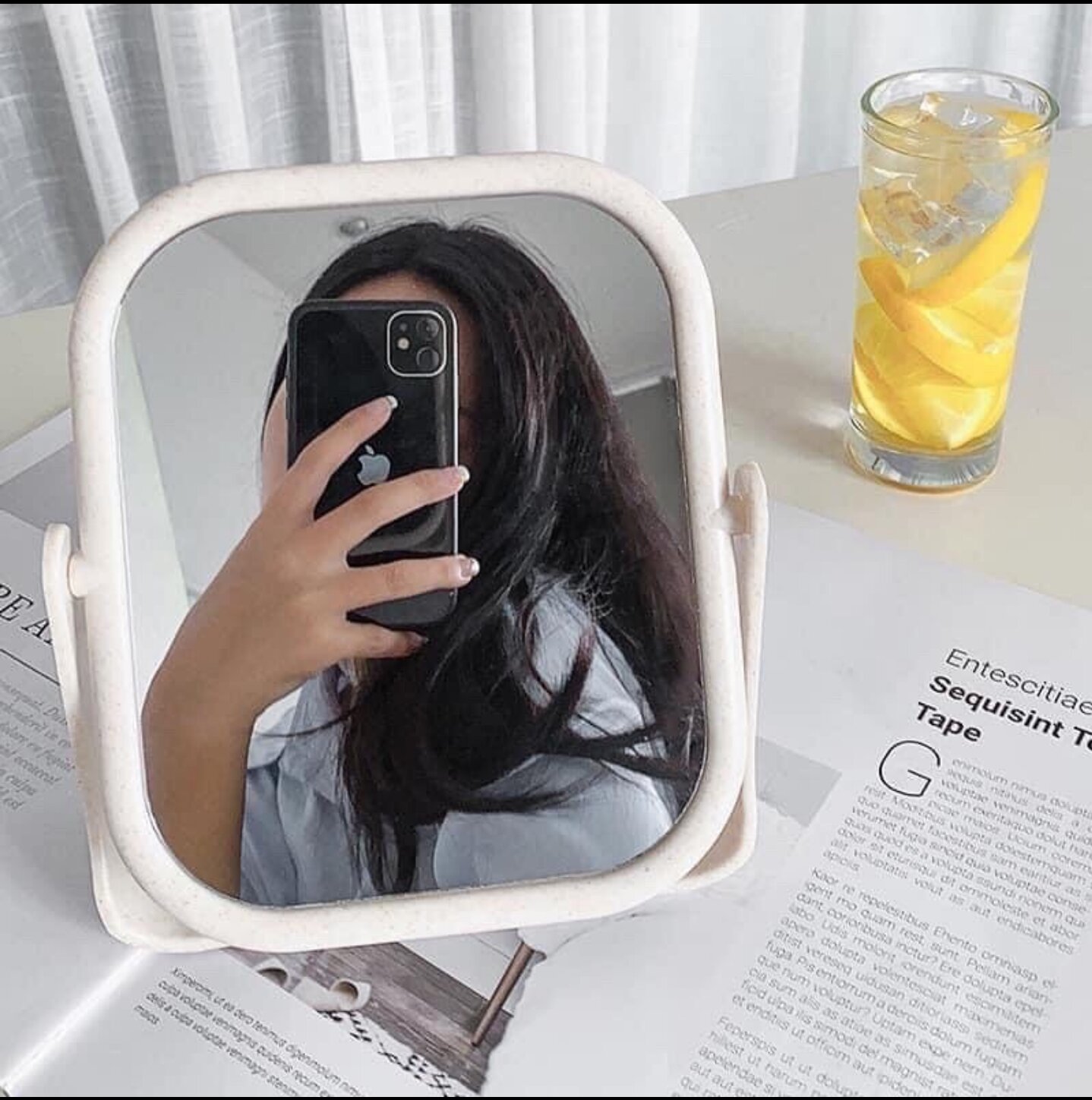 GƯƠNG LÚA MẠCH TRANG ĐIỂM ĐỂ BÀN XOAY 360°(Hàng loại 1)