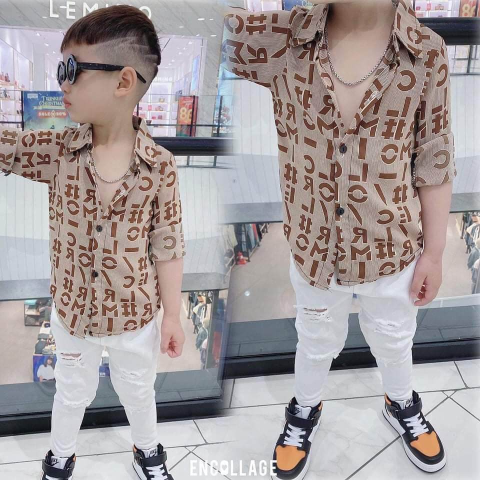 Áo sơ mi lụa mịn đẹp nhiều mẫu cho bé trai (8-18kg)