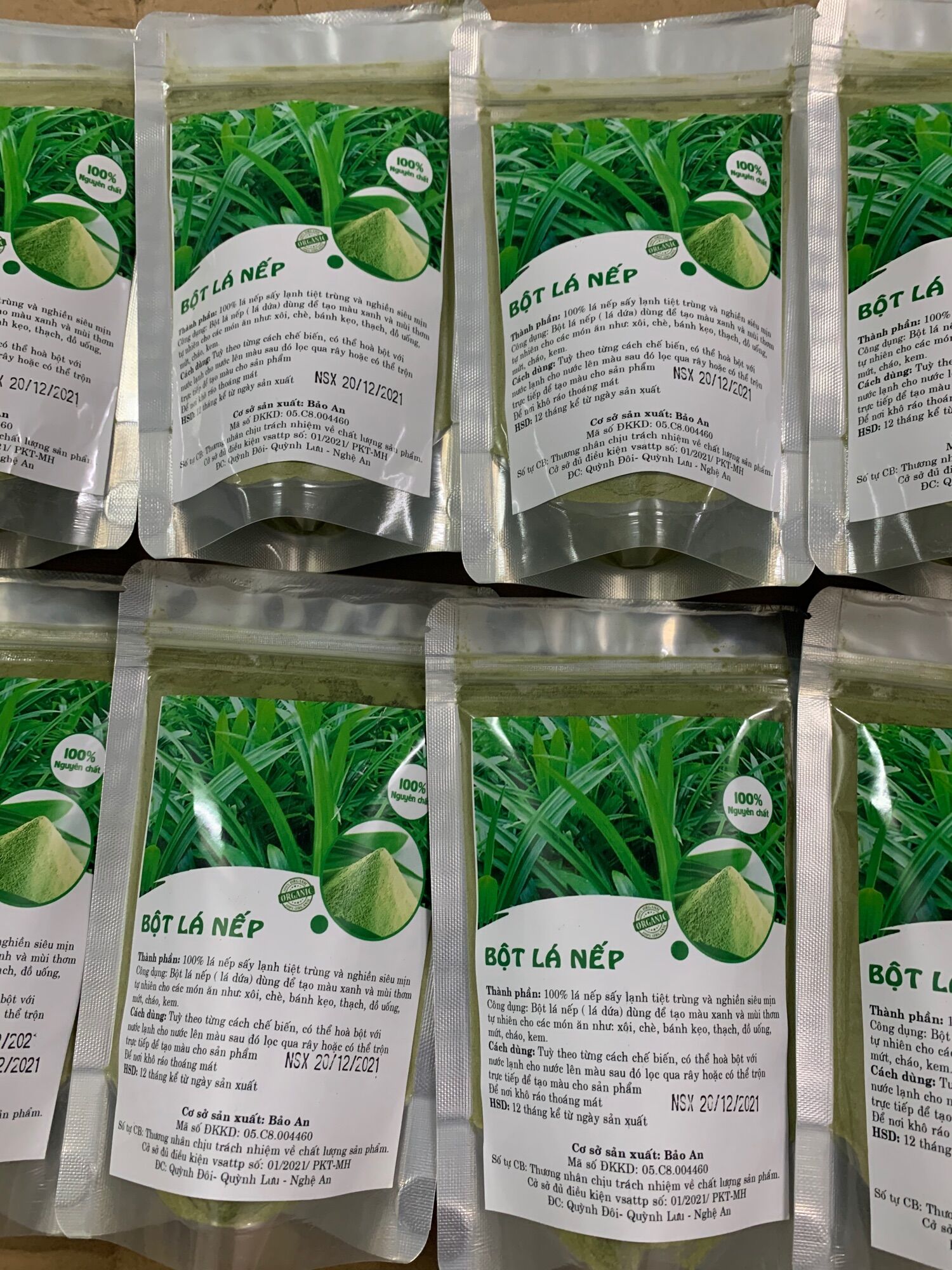 100gr Bột lá nếp thơm dùng làm bánh nấu chè