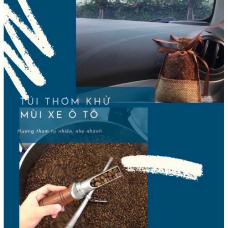 Túi thơm khử mùi an toàn, túi thơm khử mùi xe ô tô hạt cafe 100gr