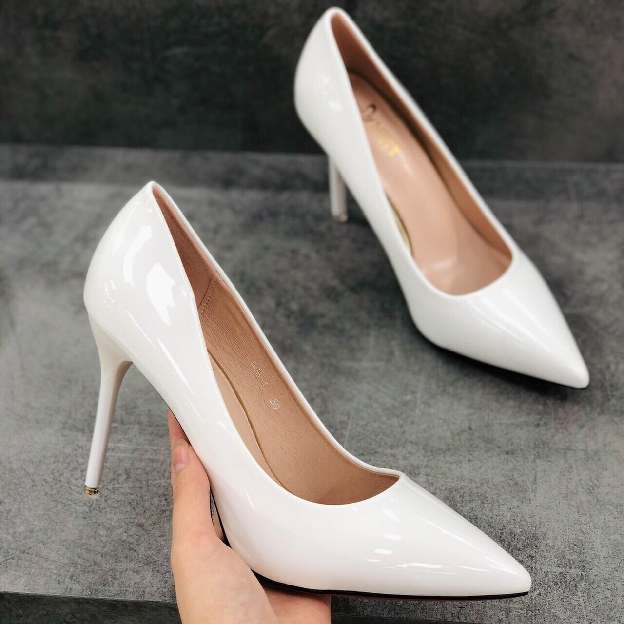 Giày Dép Cao Gót 7P Da Bóng, Mũi Nhọn, Gót Đũa - Hàng VNXK Cao Cấp - Full size 34-40