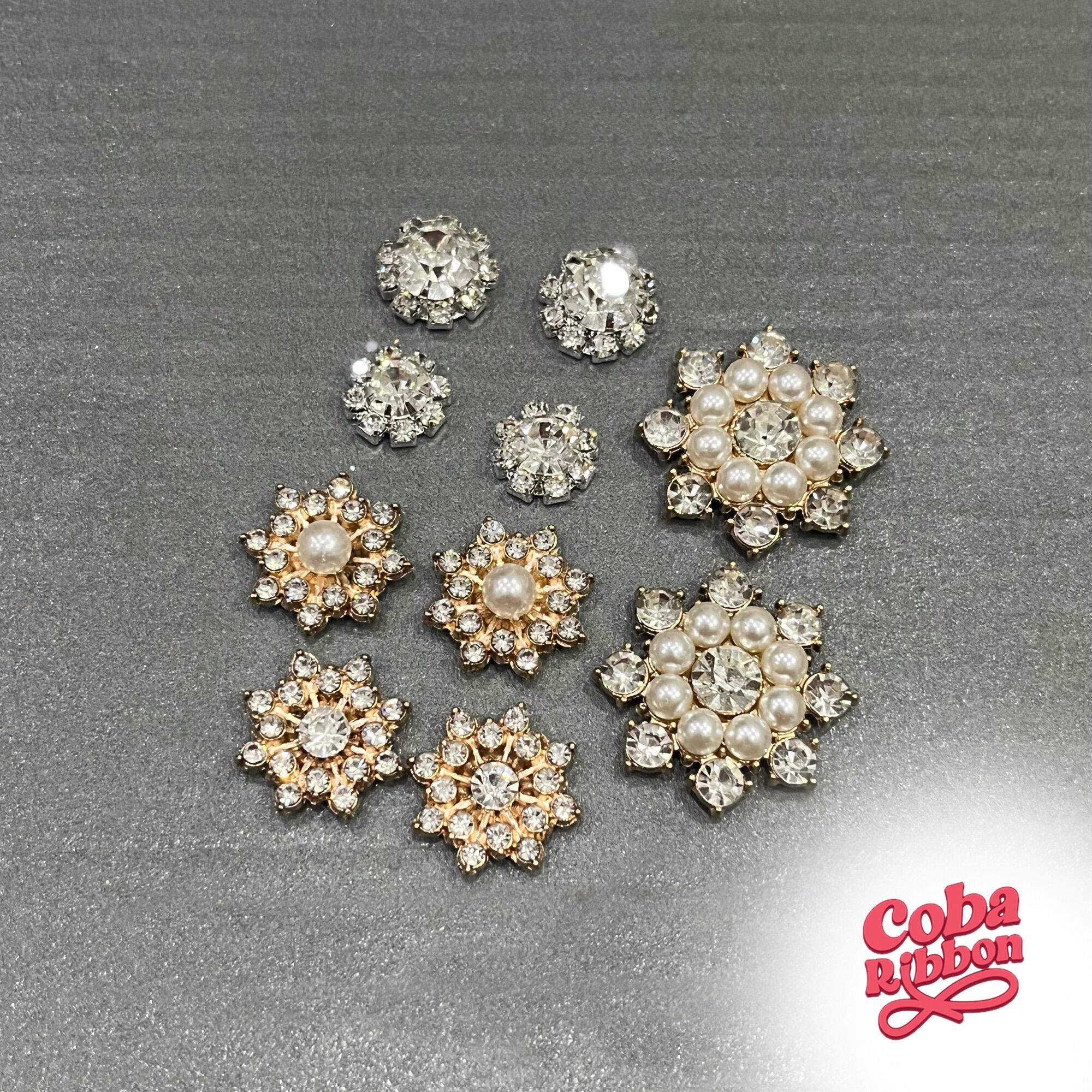 5 cái - Center/Charm kim loại cẩn hạt trang trí cực đẹp