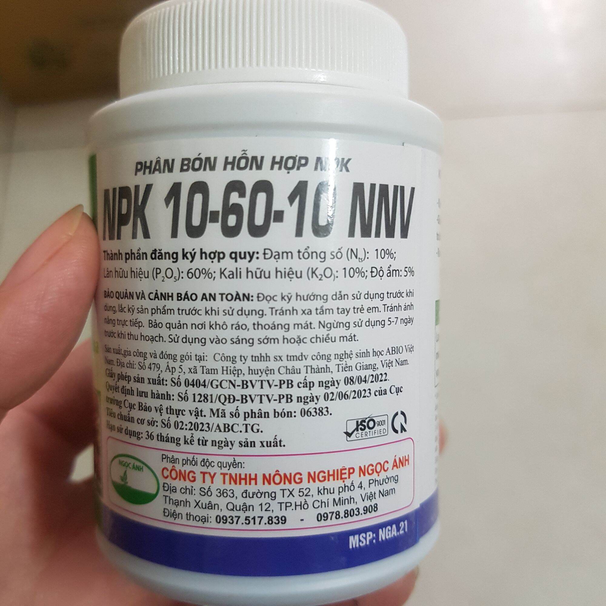 Phân bón Siêu Lân xanh 10.60.10 (100gr)