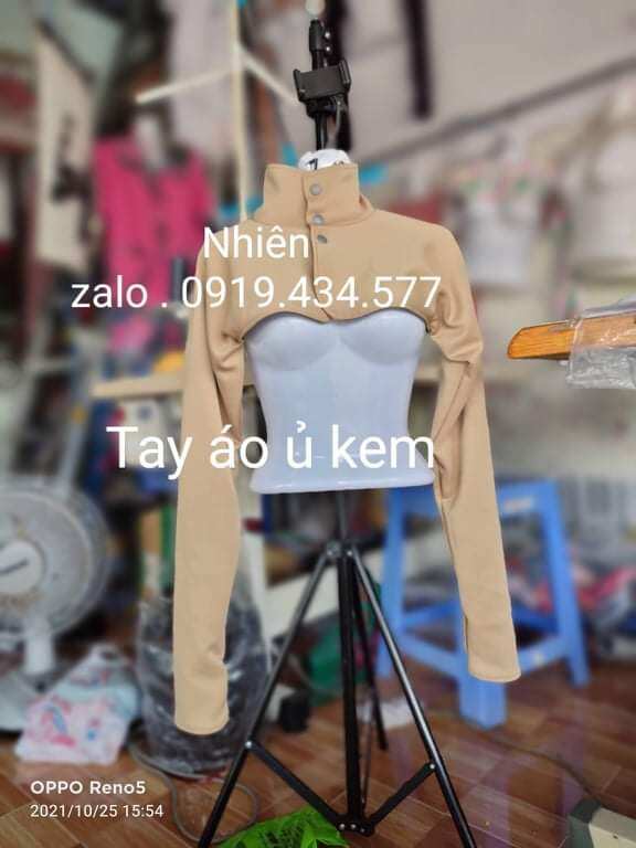 tay áo ủ kem 2 lớp mặc được 2 bề