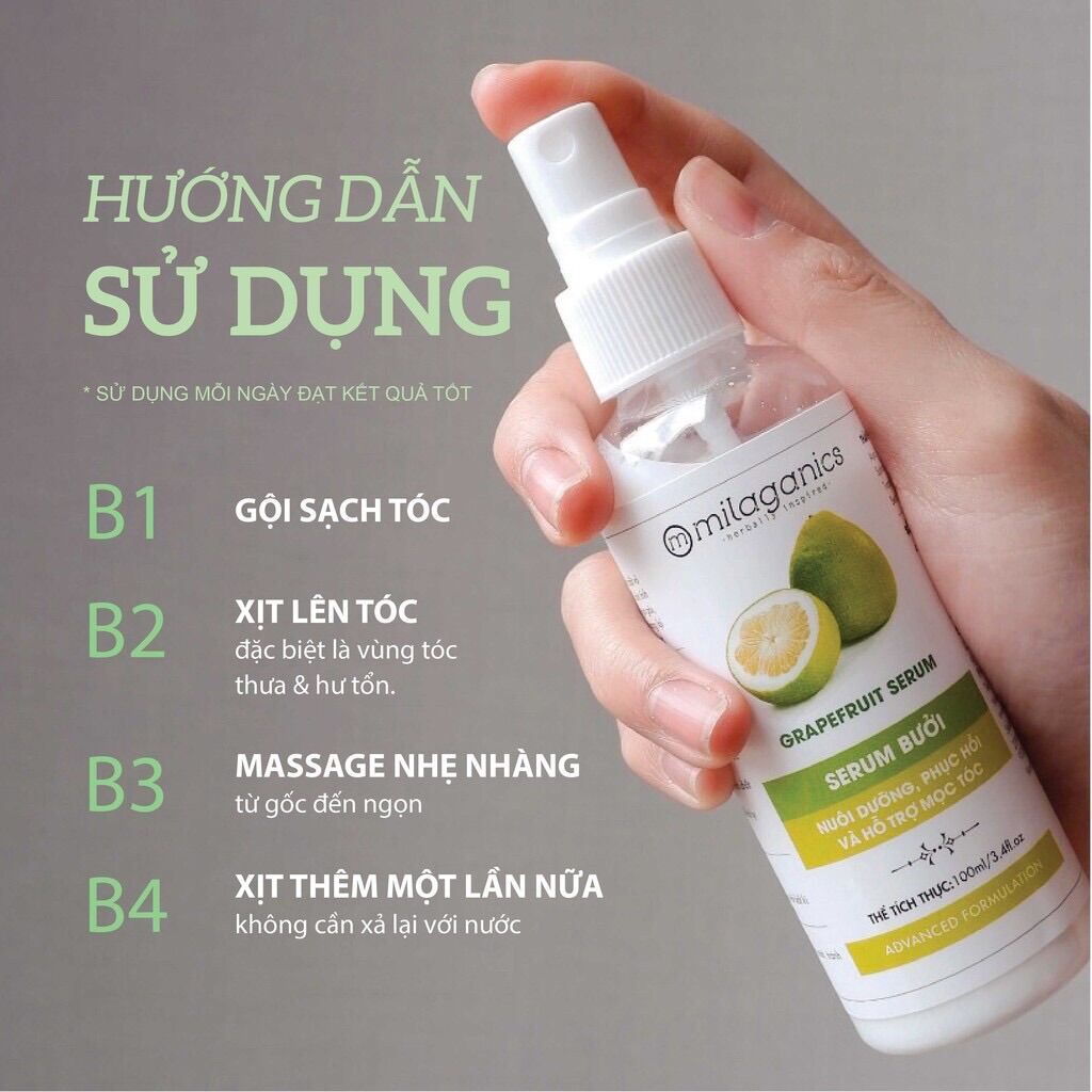[Mua 1 tặng 1] Serum chăm sóc tóc Bưởi Milaganics 250ml
