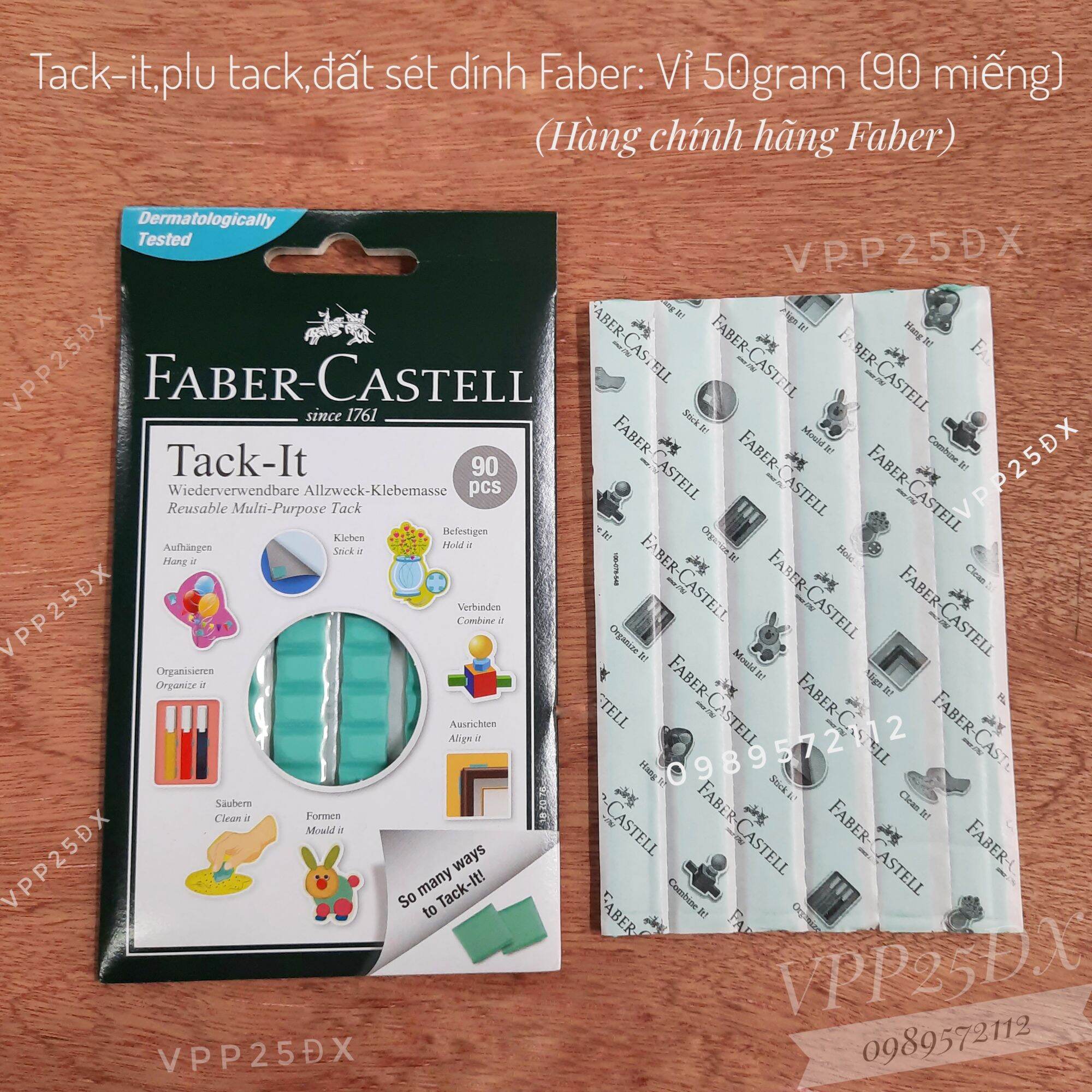 (Vỉ 50gram) Miếng dính TACK IT FABER CASTELL,Blu tack : 90 miếng.