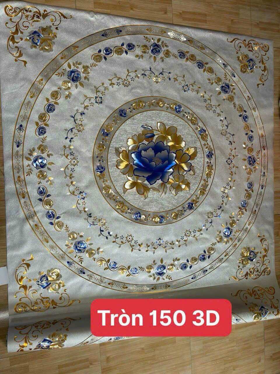 Khăn trải bàn tròn 3d 1m5 sang trọng,bền thời gian