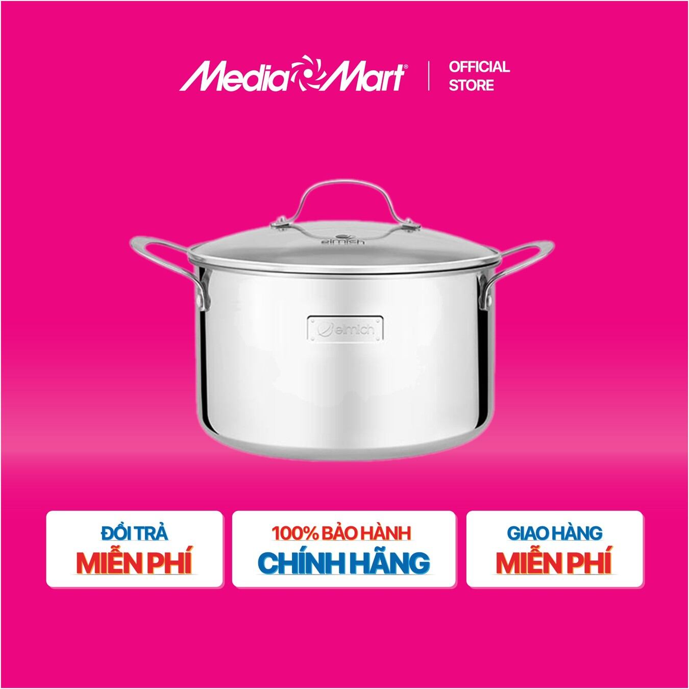 Nồi inox 3 lớp đáy liền elmich tri-max 24cm 235373