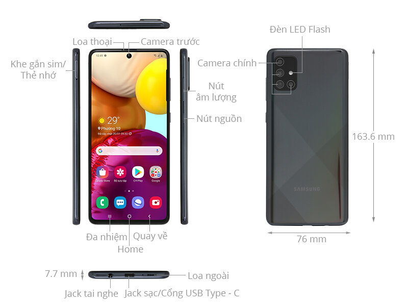 Samsung A71 RAM 8G/128G có NFC