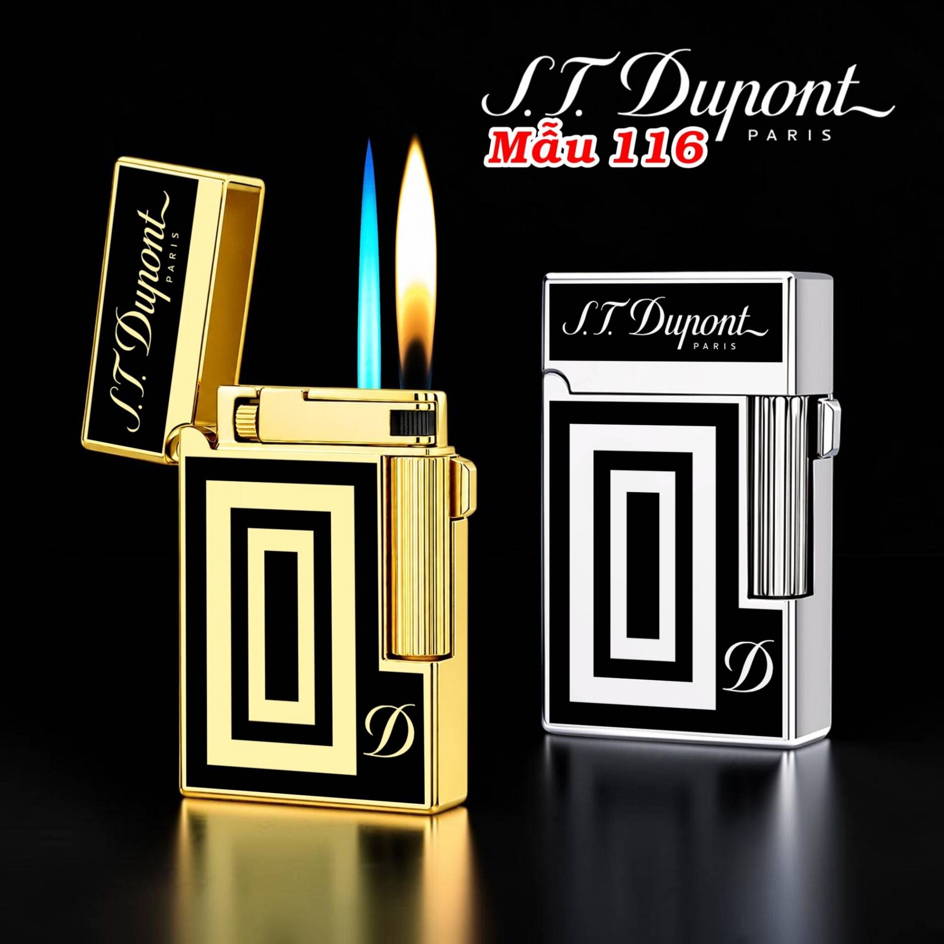 hộp quẹt bật lửa ga đá dupont 2 chế độ đánh lửa thiết kế hình mê cung độc lạ