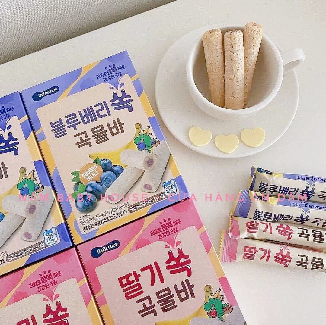 Bánh cuộn ngũ cốc Bebecook Hàn Quốc cho bé ăn dặm từ 9 tháng vị dâu