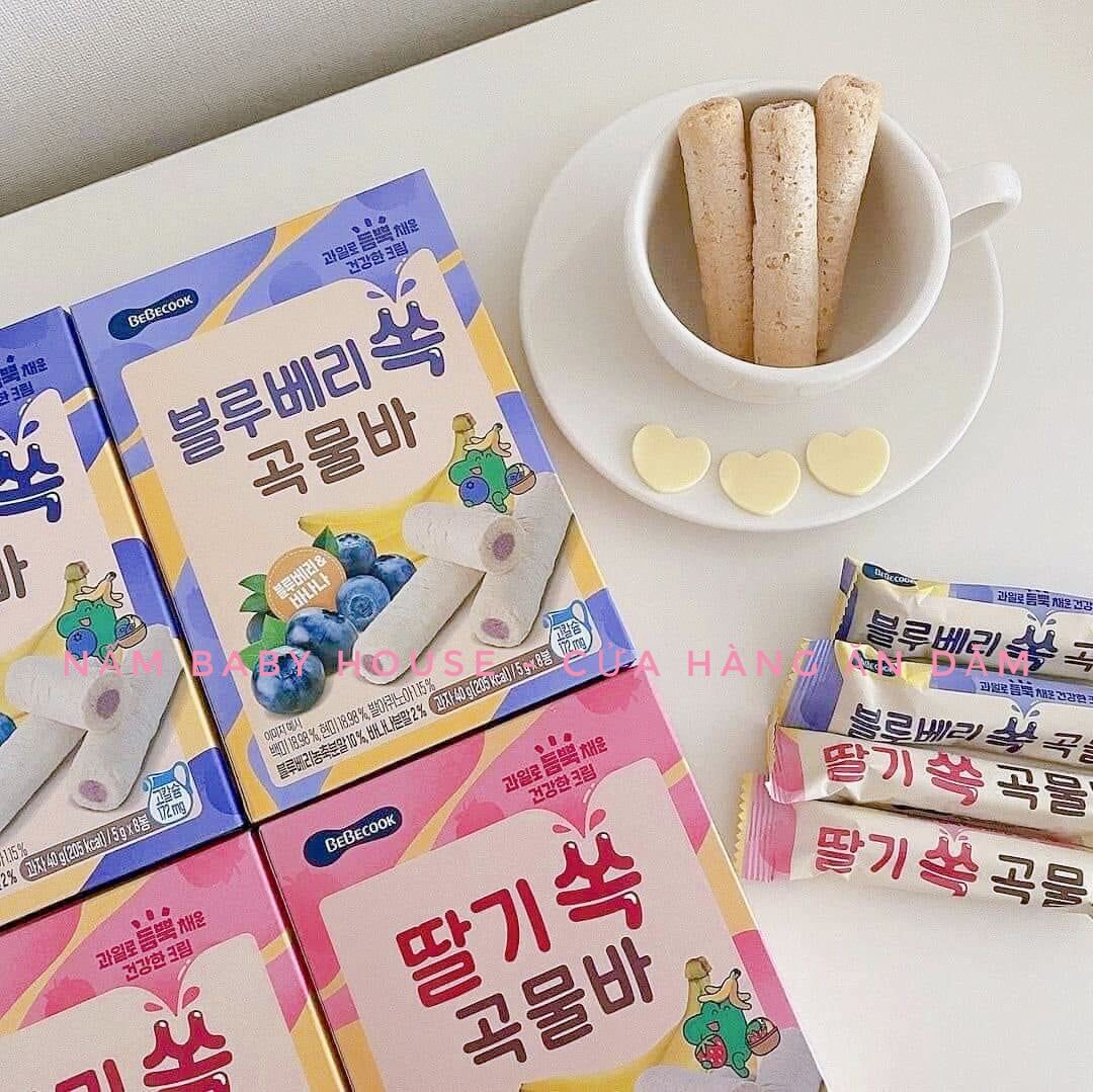 Bánh cuộn ngũ cốc Bebecook Hàn Quốc cho bé ăn dặm từ 9 tháng vị dâu