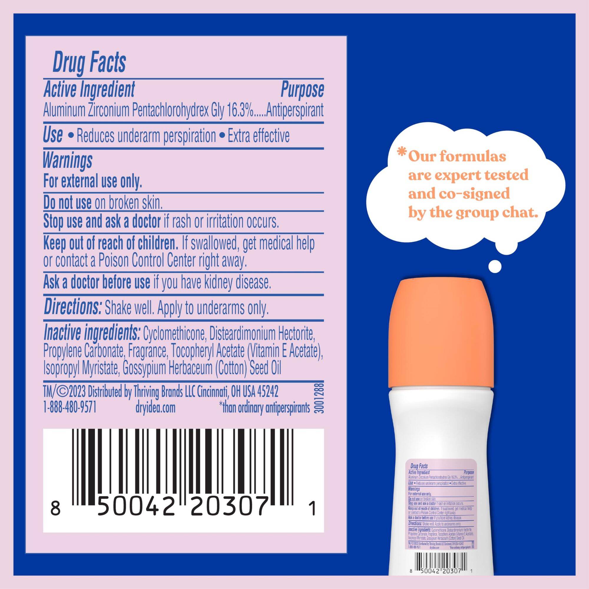 Lăn khử mùi DRY IDEA UNSCENTED ( 96ml ) - Hàng Canada