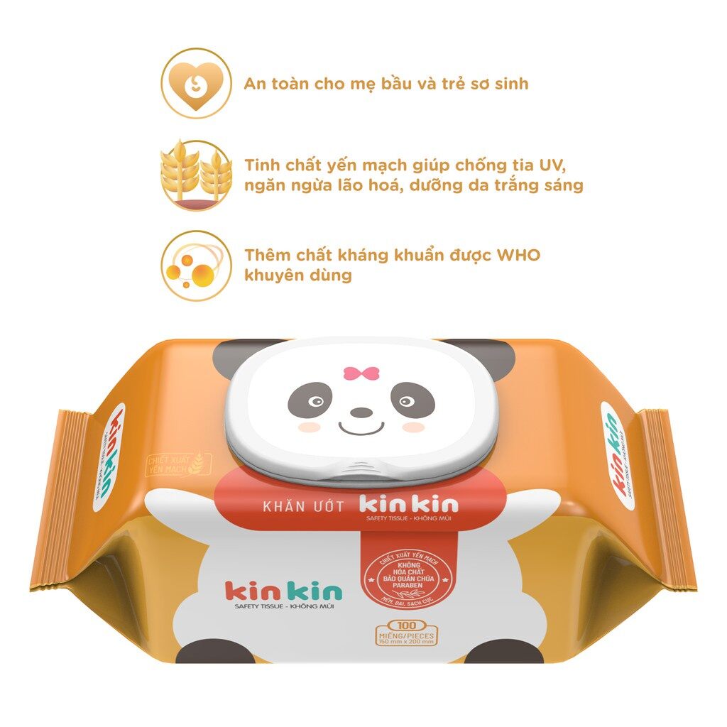 Khăn ướt Kinkin không mùi 100 tờ ( giao  màu ngẫu nhiên)