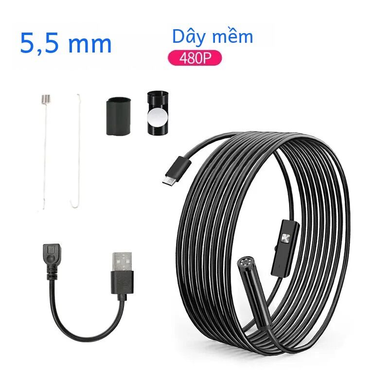 5.5mm 7mm android nội soi mini máy ảnh 3 in1 micro usb loại c borescope không thấm nước led kiểm tra xe cho huawei xiaomi pc