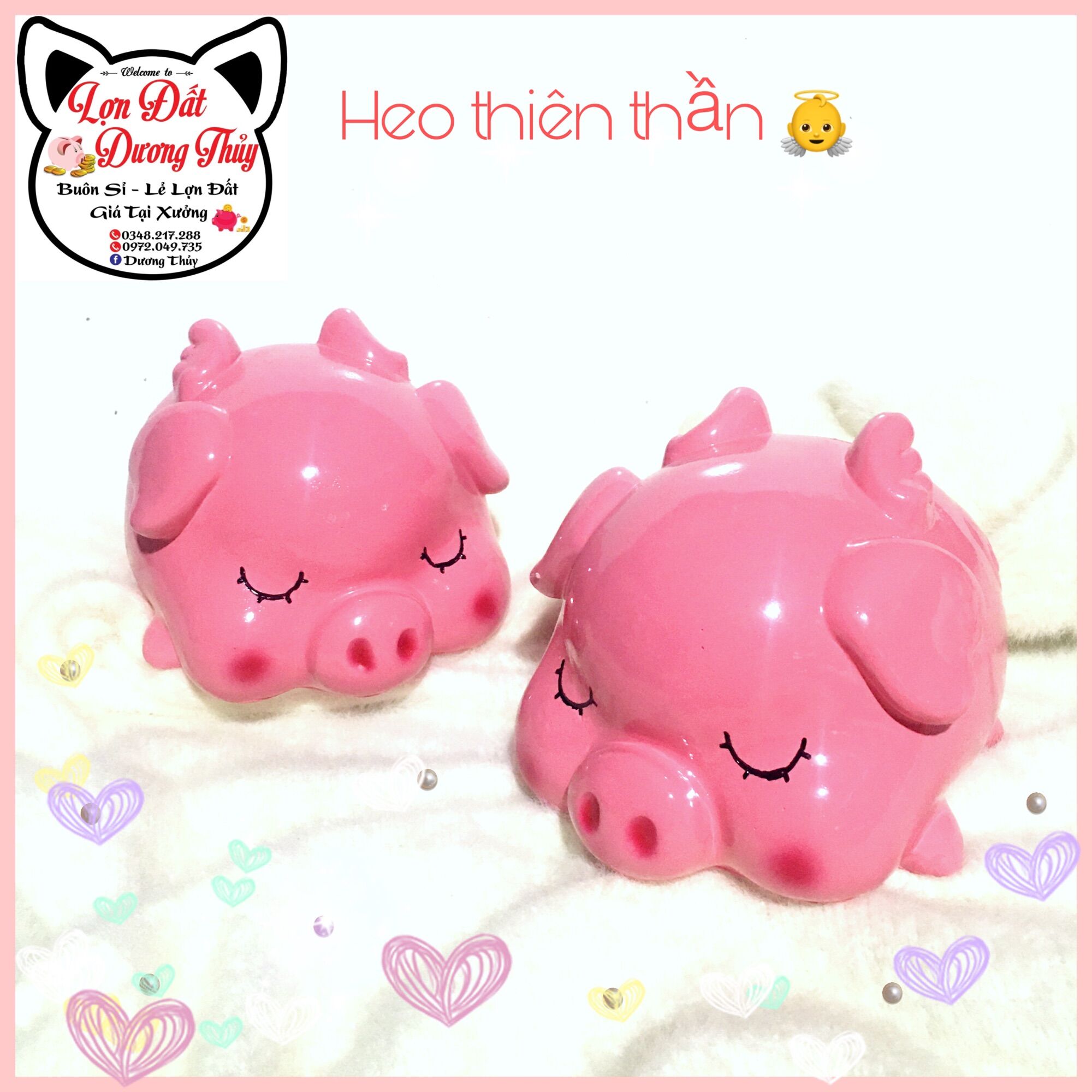 [Ảnh thật+video] Lợn đất, heo đất tiết kiệm thiên thần, cánh tiên