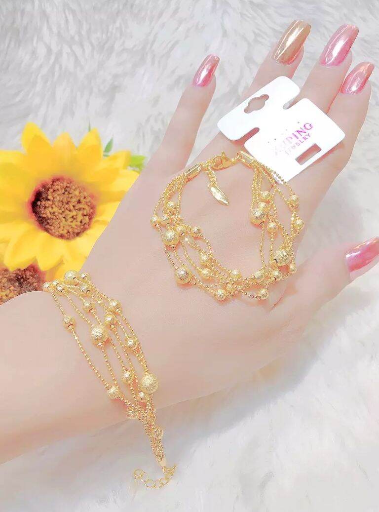 Lắc tay, vòng tay nữ 060r1140122 mạ vàng 18k kiểu chùm bi cao cấp, giống thật 99%