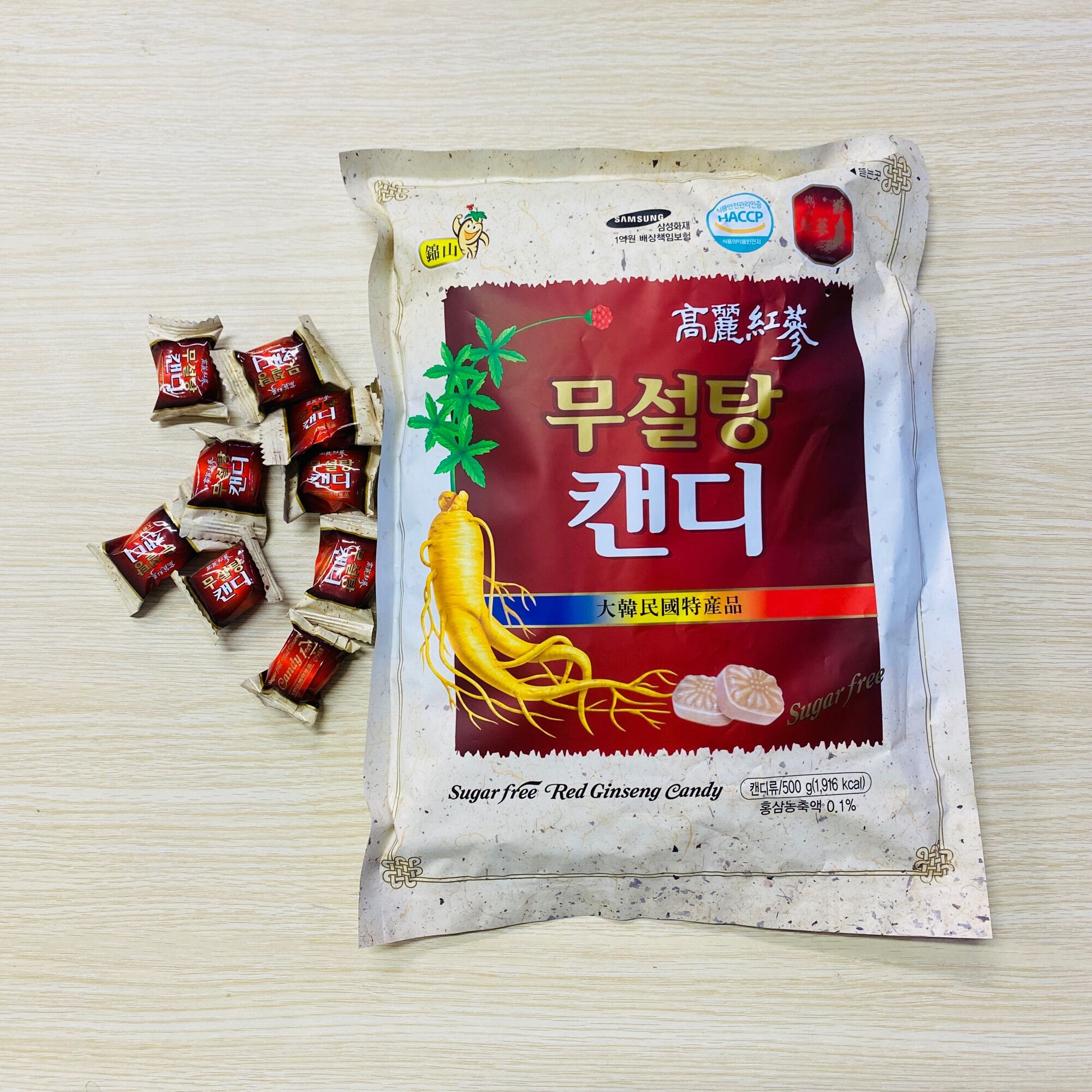 Kẹo hồng sâm không đường Hàn Quốc (Gói 500g)