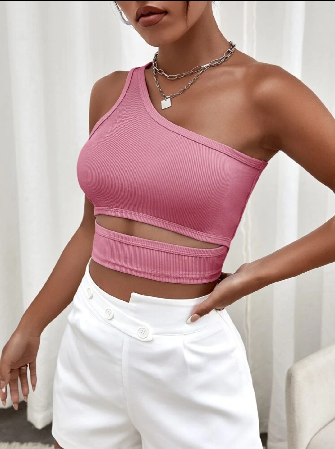 Áo croptop (M06 ) lệch vai hở eo