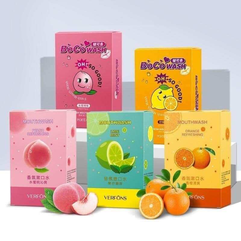 Hộp 20 gói súc miệng vị trái cây