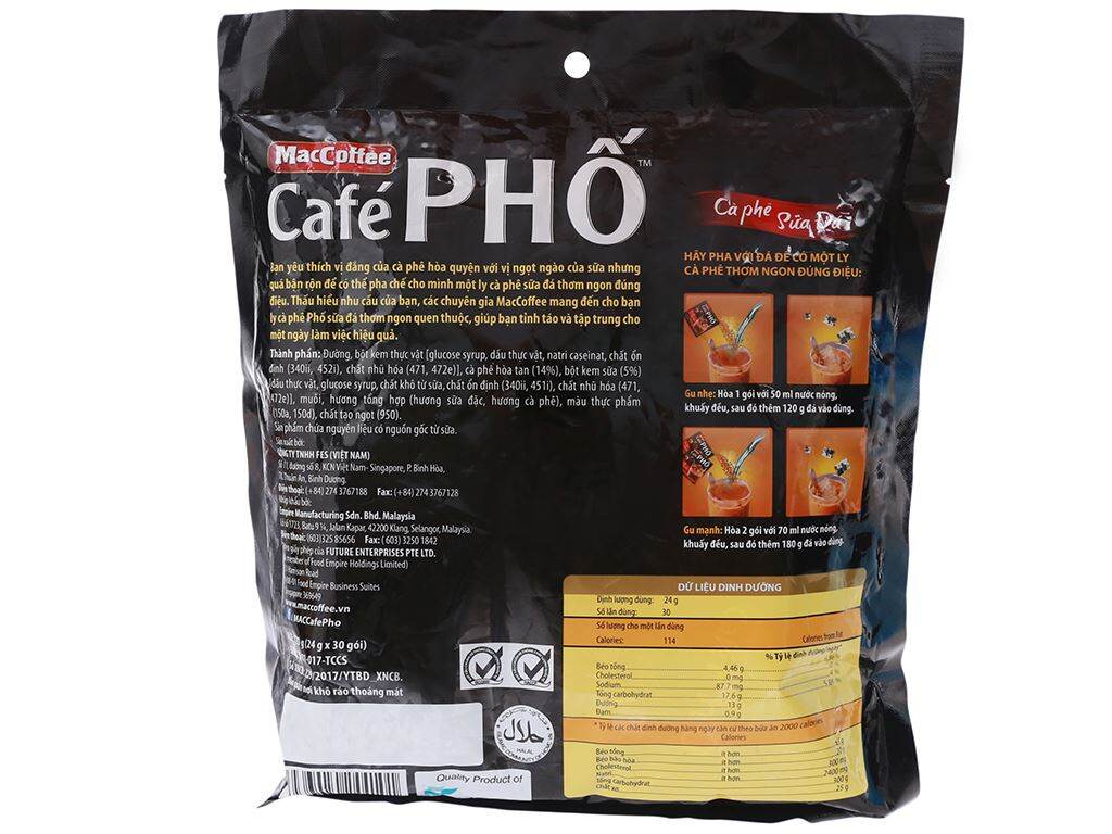 Cafe Phố Cà phê sữa đá (bịch 30 gói)