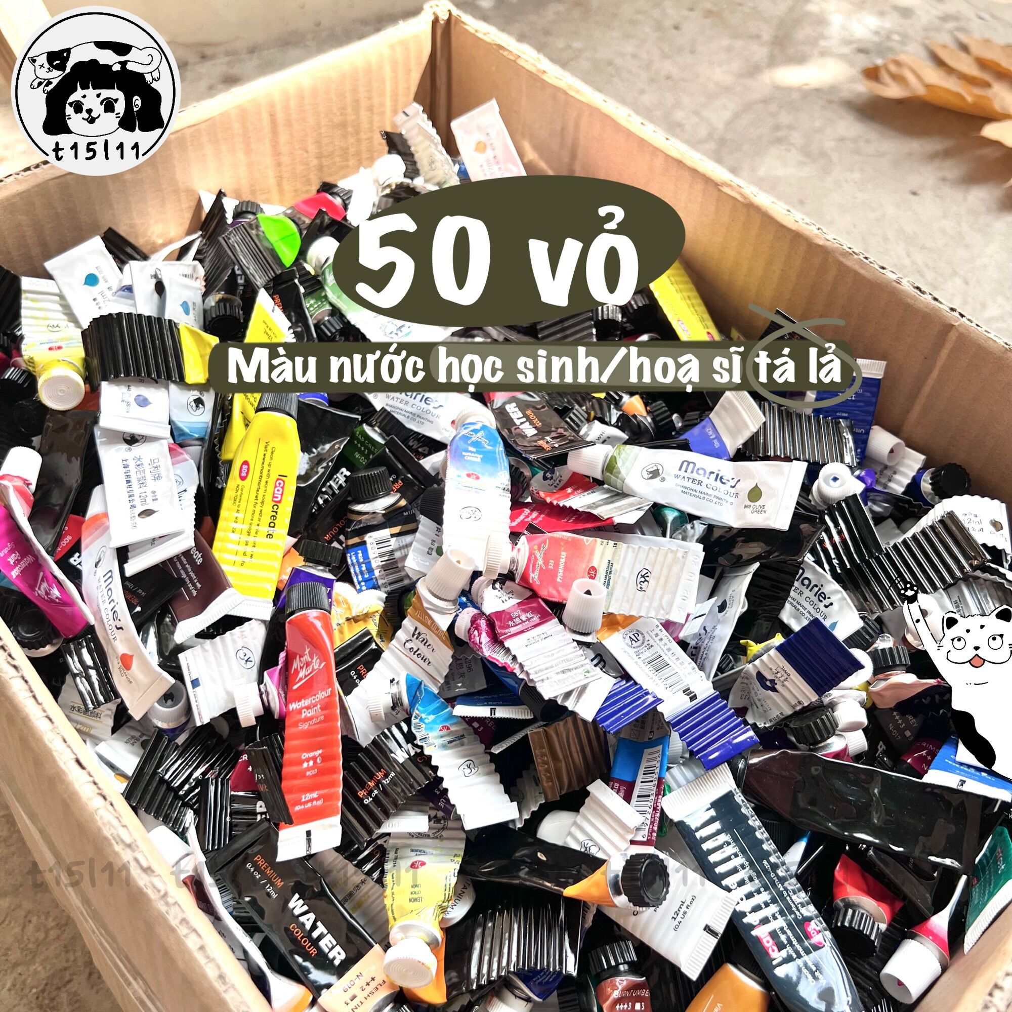 50 vỏ tuýt màu nước bất kì