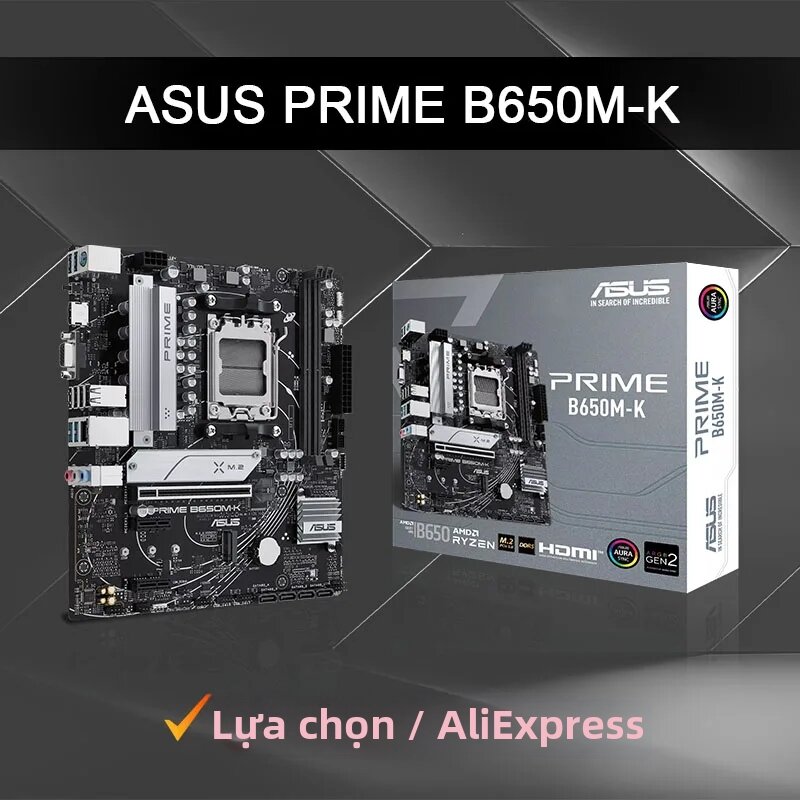 ASUS | Mainboard ASUS PRIME B650M K Micro-ATX, Chipset AMD B650, Hỗ Trợ Ryzen 7000, 8000, 9000 Series, Socket AM5, Khe Cắm M.2 Kép, RAM 96GB Giá 6,013,000 Đồng*Miễn phí vận chuyển
