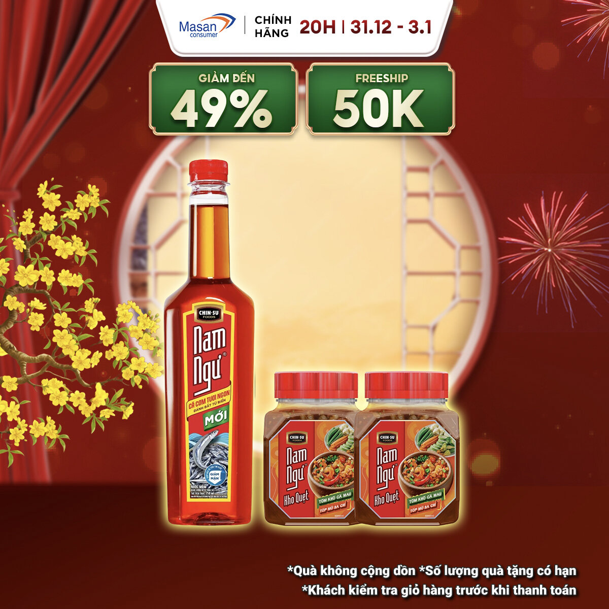 15.12-29.12 Voucher 18% CHO ĐƠN TỪ 199K Combo nước mắm Nam Ngư 750ml + Combo 2 Kho Quẹt Nam Ngư Tôm Khô Cà Mau Tóp Mỡ Ba Chỉ 200gr