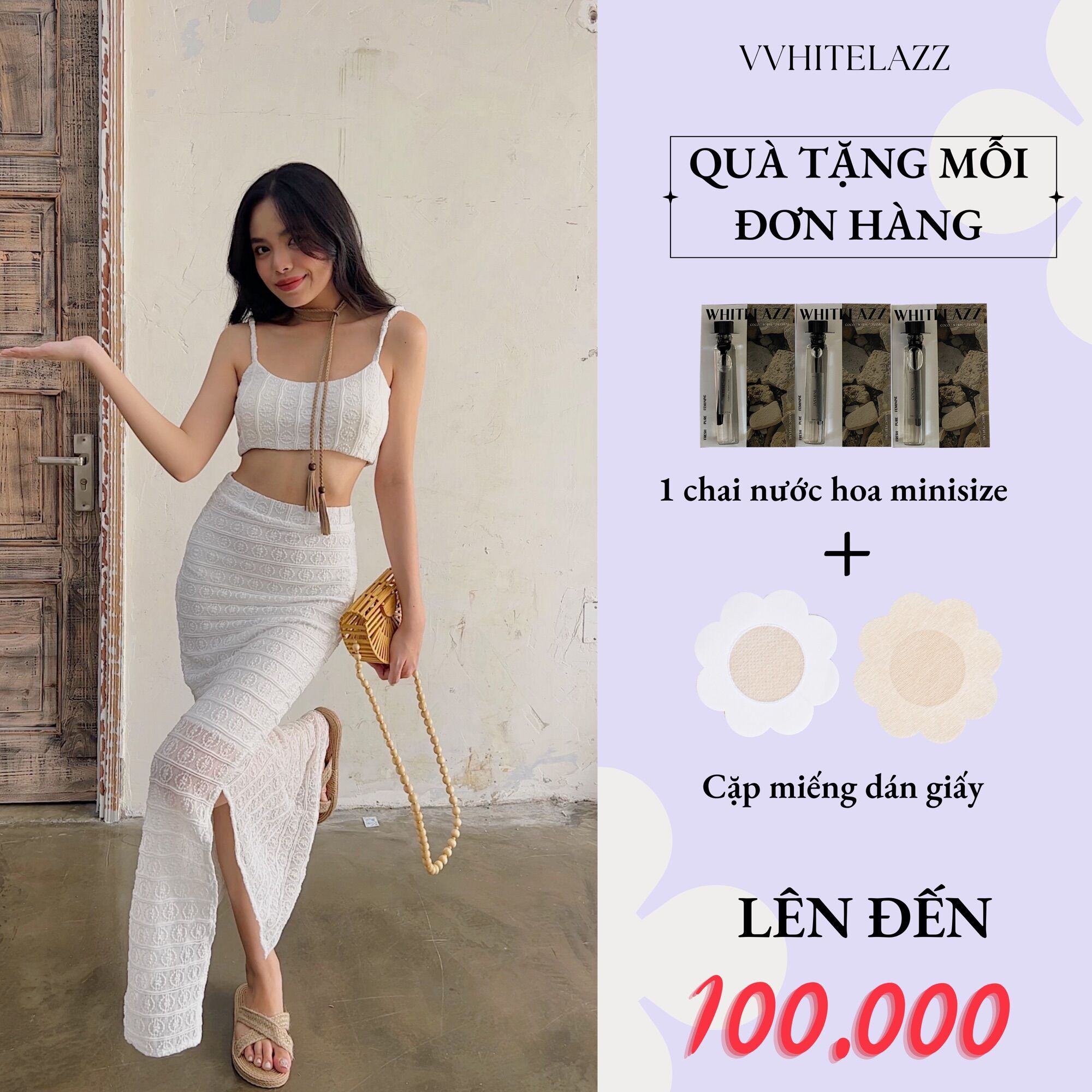WHITELAZZ │Set chân váy ren đuôi cá và áo hai dây croptop - Jena Croptop Set