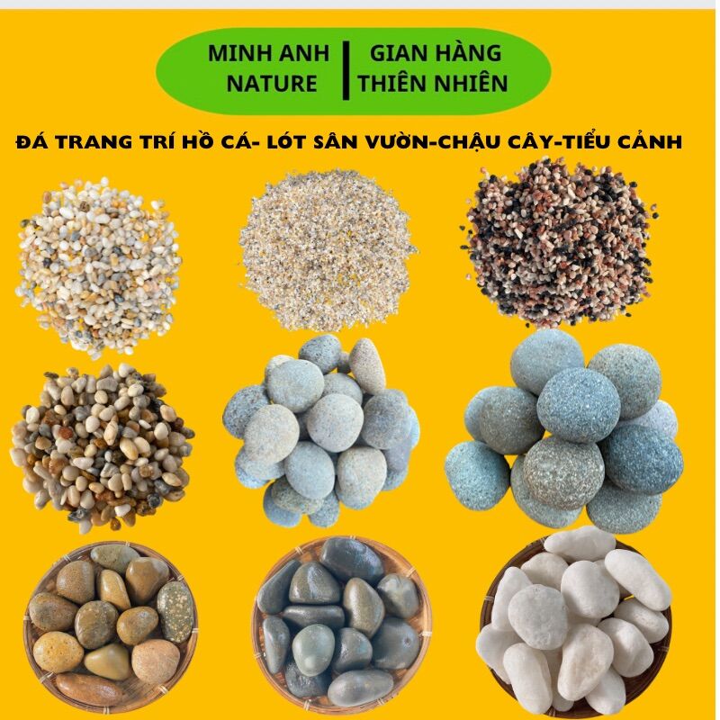 Đá Sỏi 3 Màu Tự Nhiên Trang Trí Hồ Cá,Lọc Nước, Sân Vườn, Lót Chậu Cây, Ốp Lát Tường, Tiểu Cảnh, Sỏi Biển, Sỏi Thuỷ Sinh