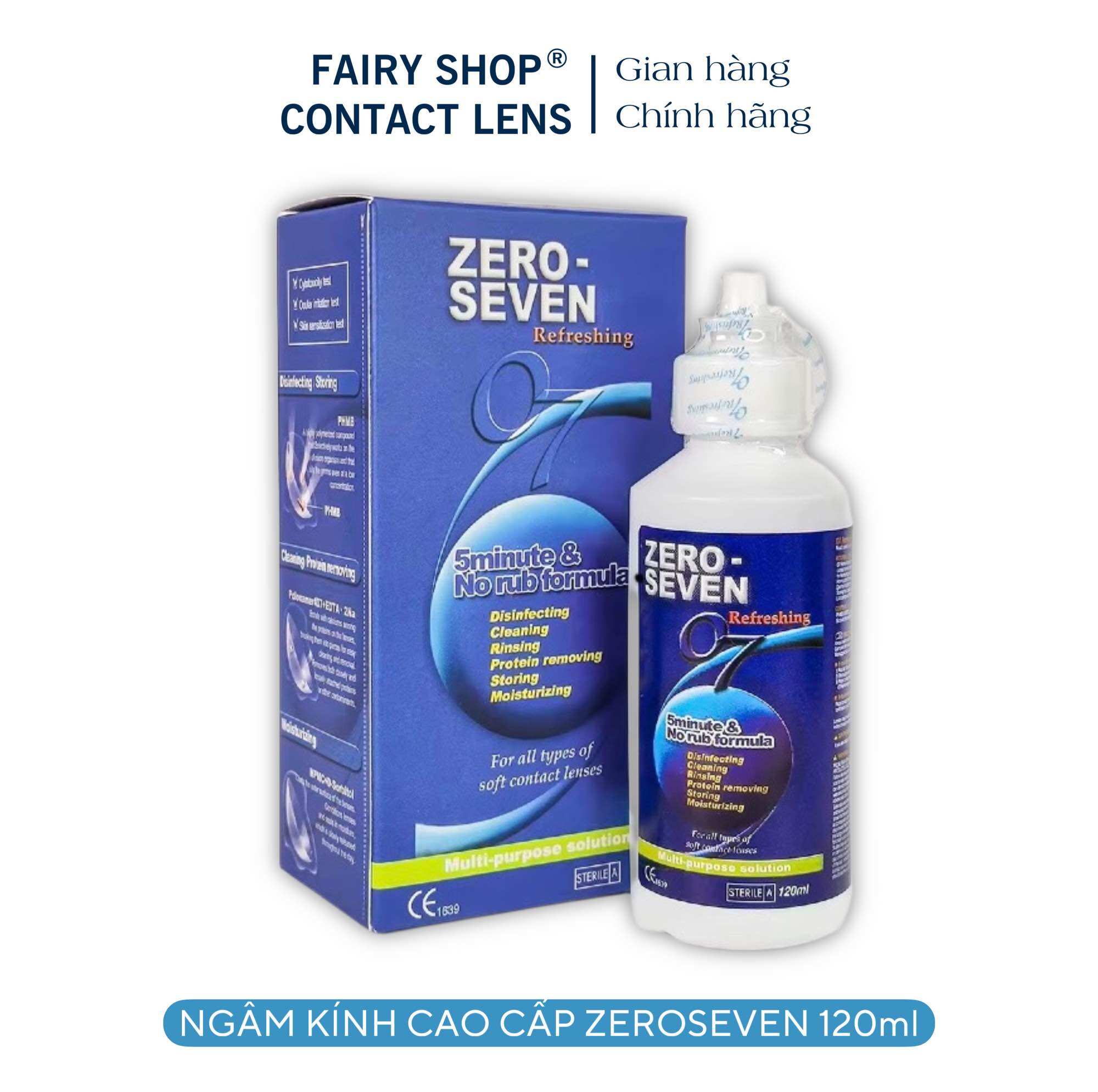 Nước ngâm lens 120ml zero seven - nước ngâm lens fairy shop contact lens