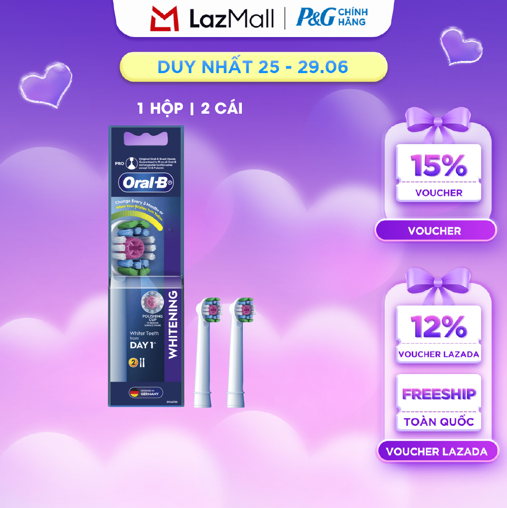 Đầu bàn chải điện thay thế Oral-B WHITENING - Hộp 2 Cái