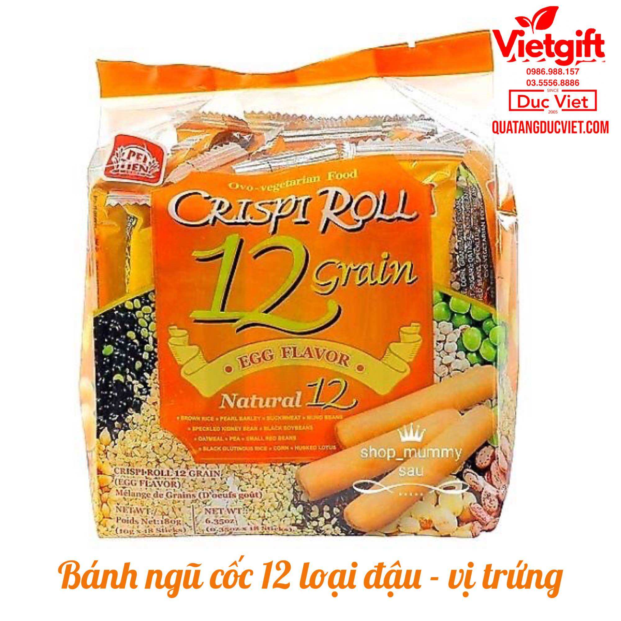 Bánh Crispi Roll 12 loại ngũ cốc 180g - Vị Trứng (18 gói)