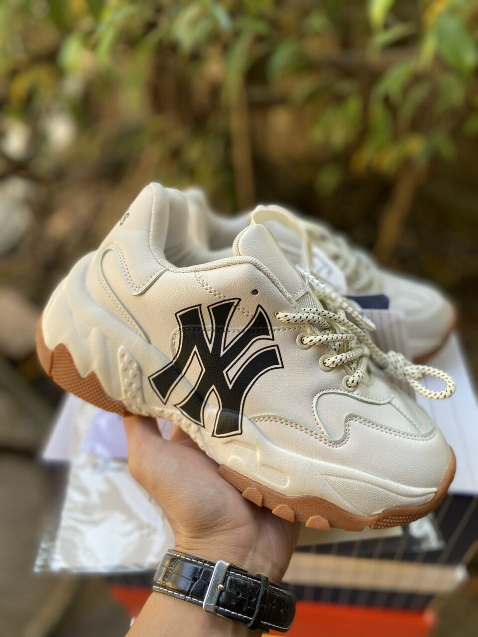 Giày thể thao MLB NY đế nâu bản đế tách