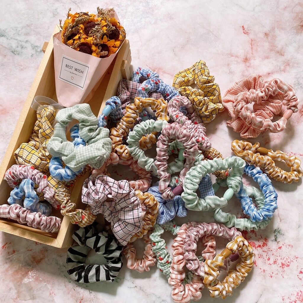 3 buộc tóc scrunchies mini