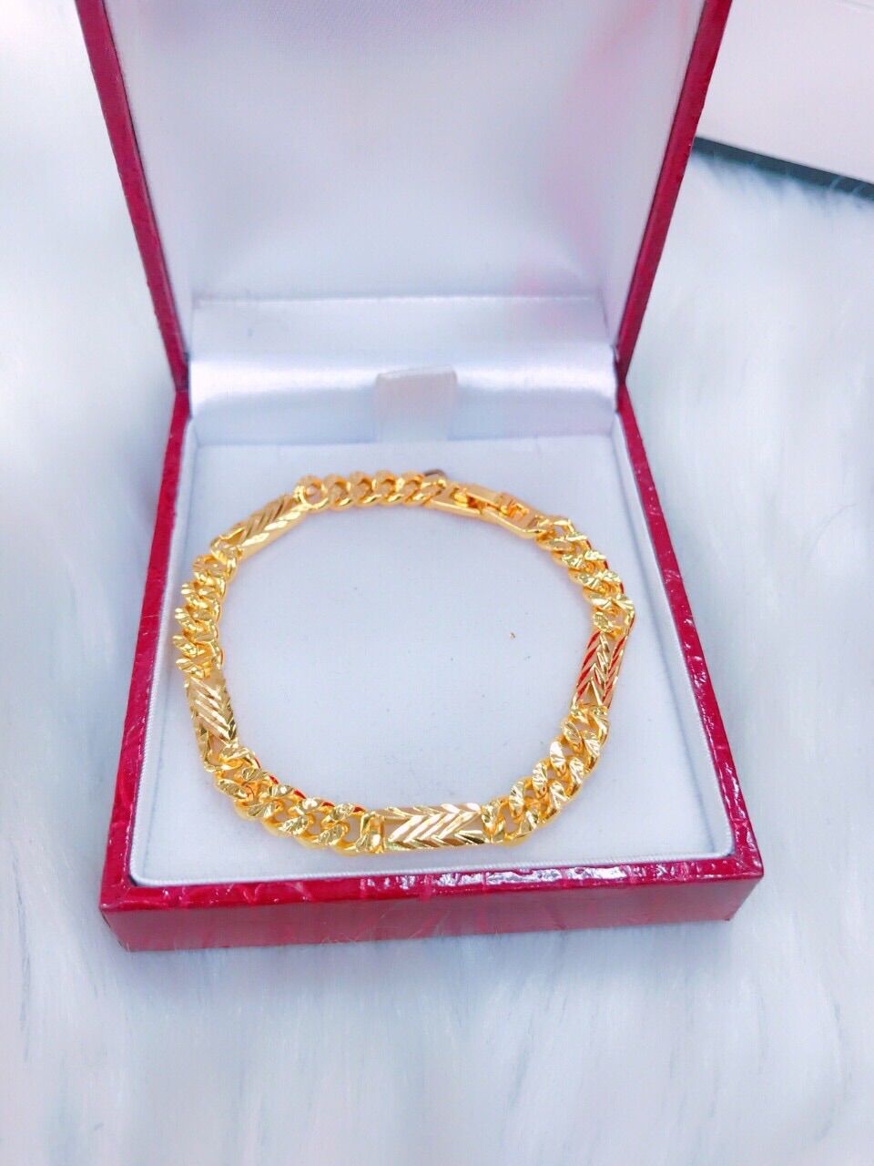 Lắc tay nam nữ kiểu xích chữ N mạ vàng 18k