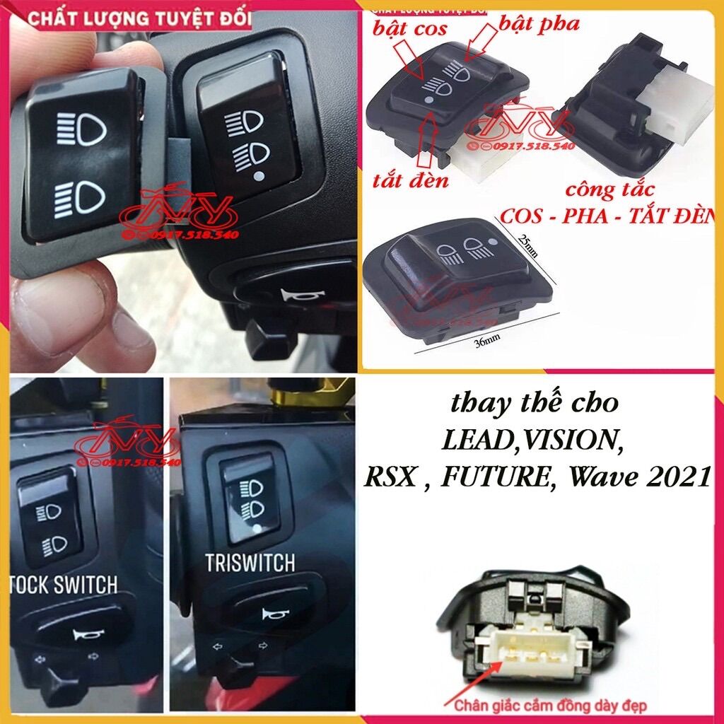 Công tắc tắt mở đèn xe lead,vision,rsx,puture,ware các dòng xe honda