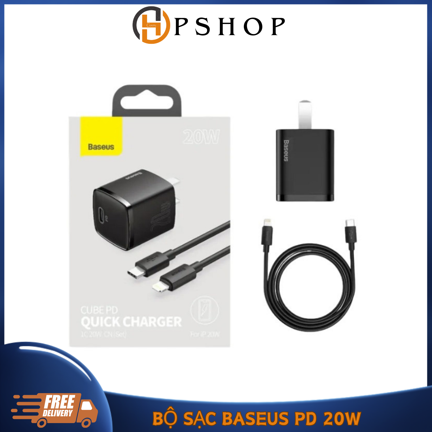 Củ sạc baseus 20w usb c hỗ trợ sạc nhanh type c pd cho iphone 12 pro max 11 mini 8 plus