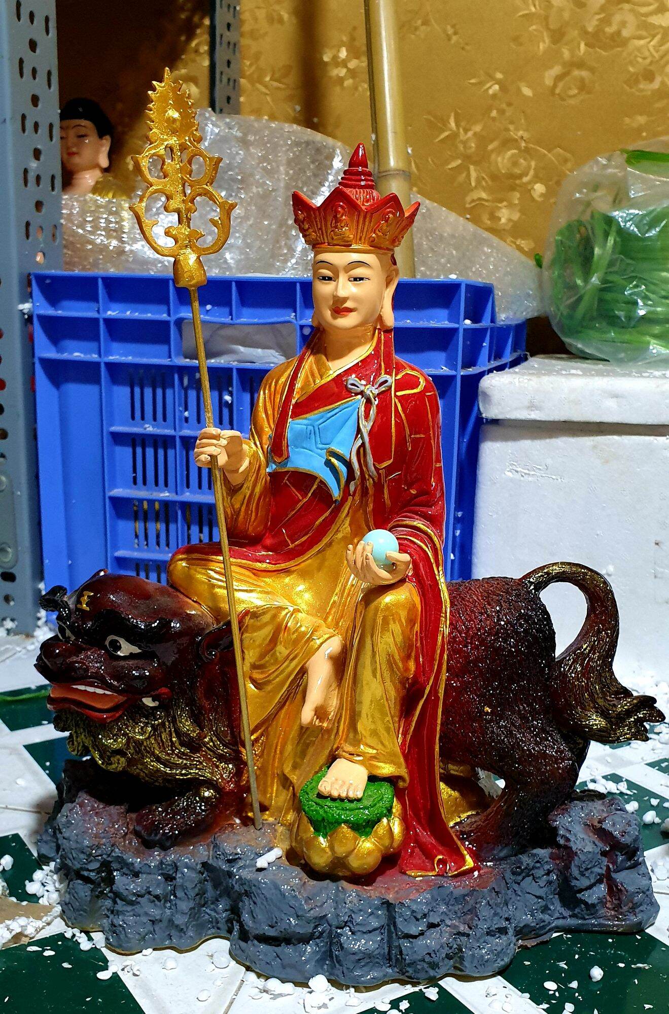 tượng Địa Tạng ngồi lân 36 cm