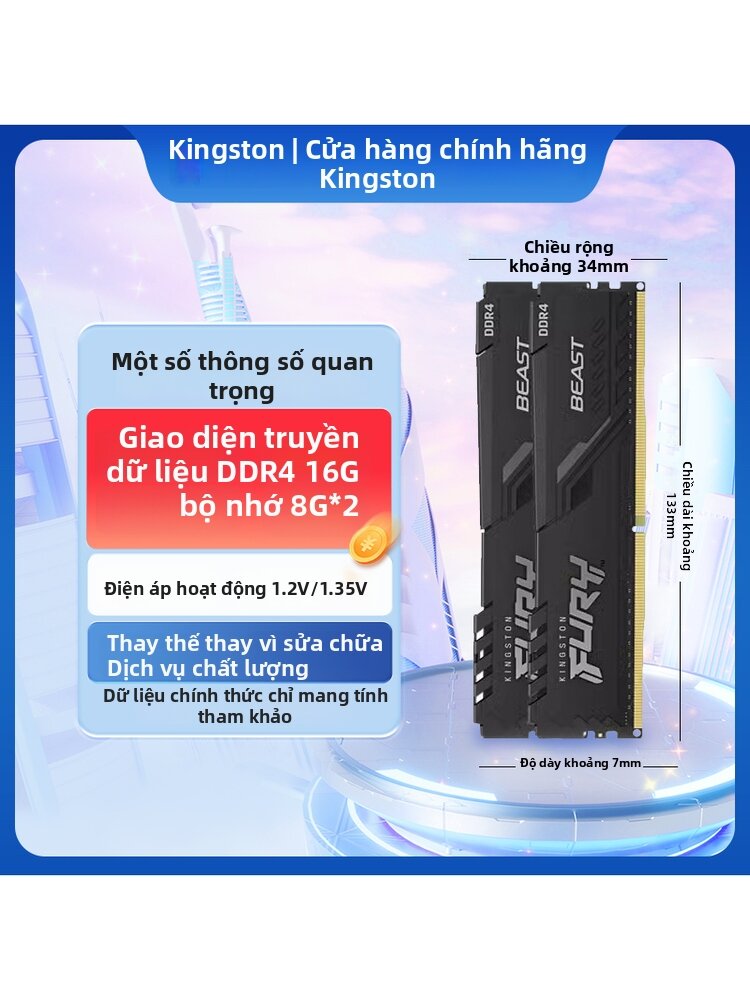 Kingston | Overclocking DDR4 3200MHz Memory Giá 8,097,000 Đồng*Miễn phí vận chuyển