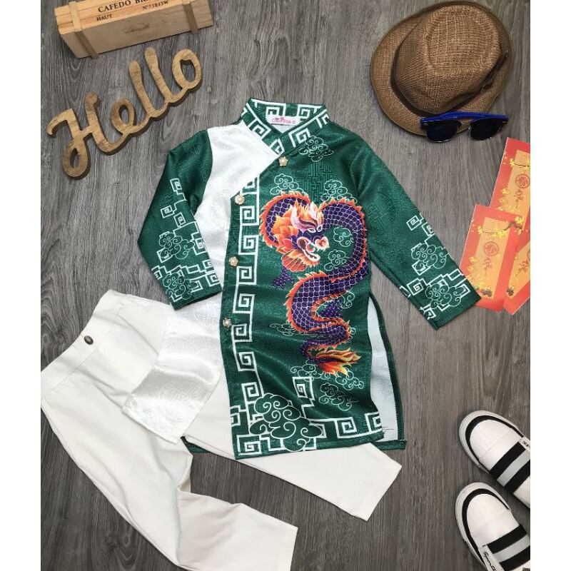 Áo Dài Gấm Bé Trái