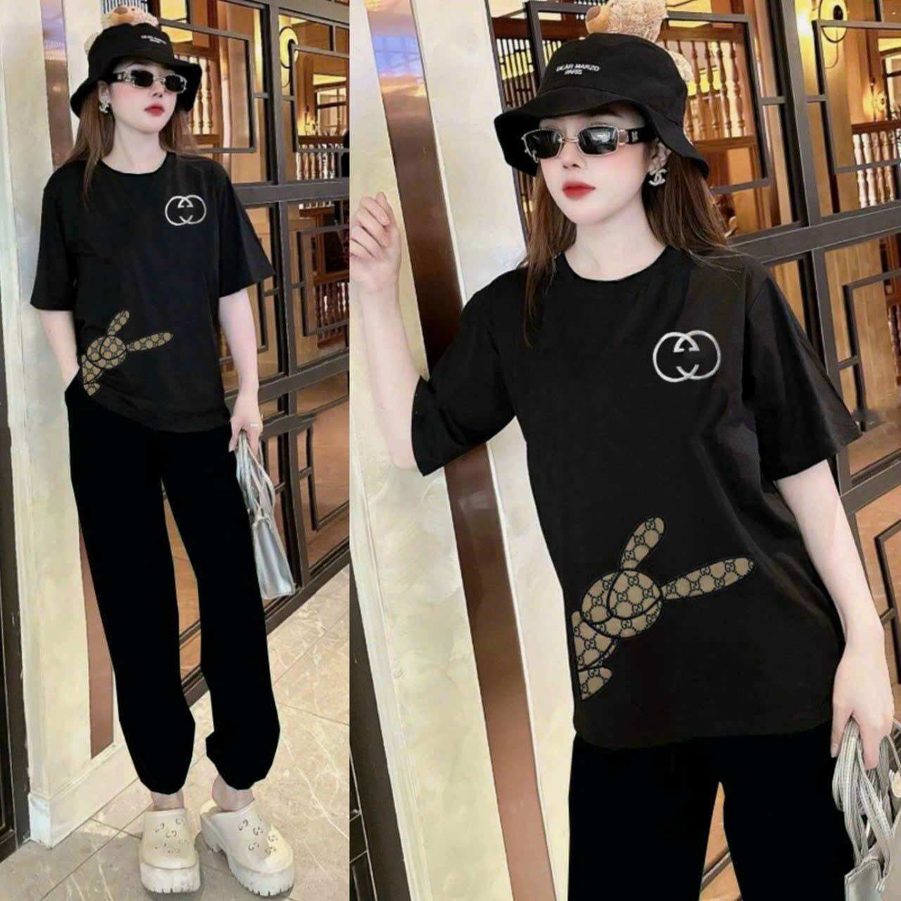 Sét bộ cotton thêu quần ống bo