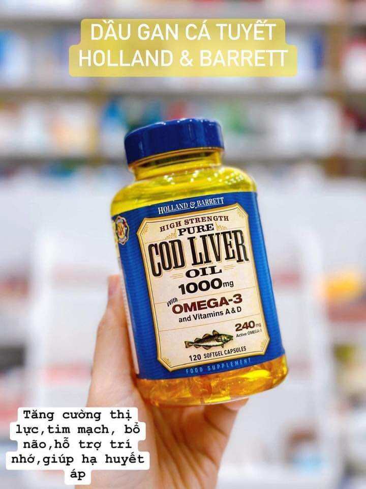 Dầu gan cá tuyết Cod Liver Oil 1000mg Holland & Barrett