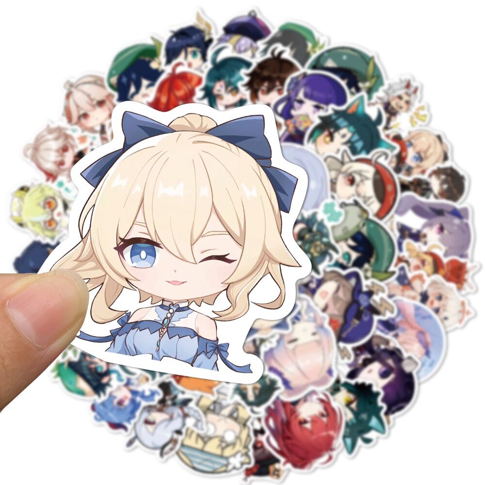 Set 50 miếng sticker hình dán chống nước genshin impact