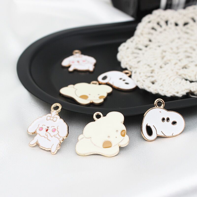 Charm bé chó kim loại làm keyring