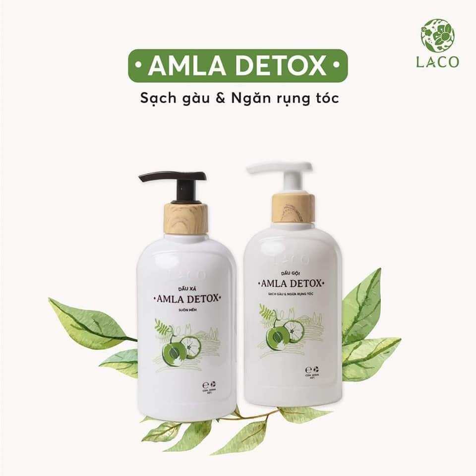 Dầu gội và dầu xả AMLA DETOX ngăn rụng tóc, sạch gàu hết ngứa cho mái tóc