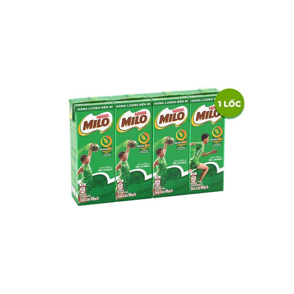 Sữa Nestle Milo lúa mạch Lốc 4 hộp x 180ml HSD 8 2024