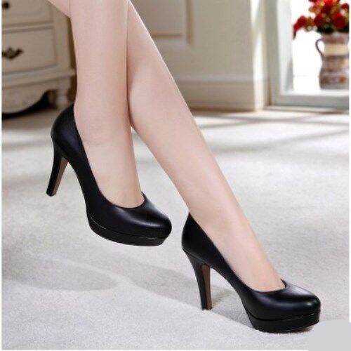 Giày Cao Gót Đế Mềm Da Thật Giày Một Lớp Giày Làm Việc Công Sở Mũi Tròn Gót Cao Vừa Giày Da Đi Làm Giày Lễ Nghi Trang Trọng